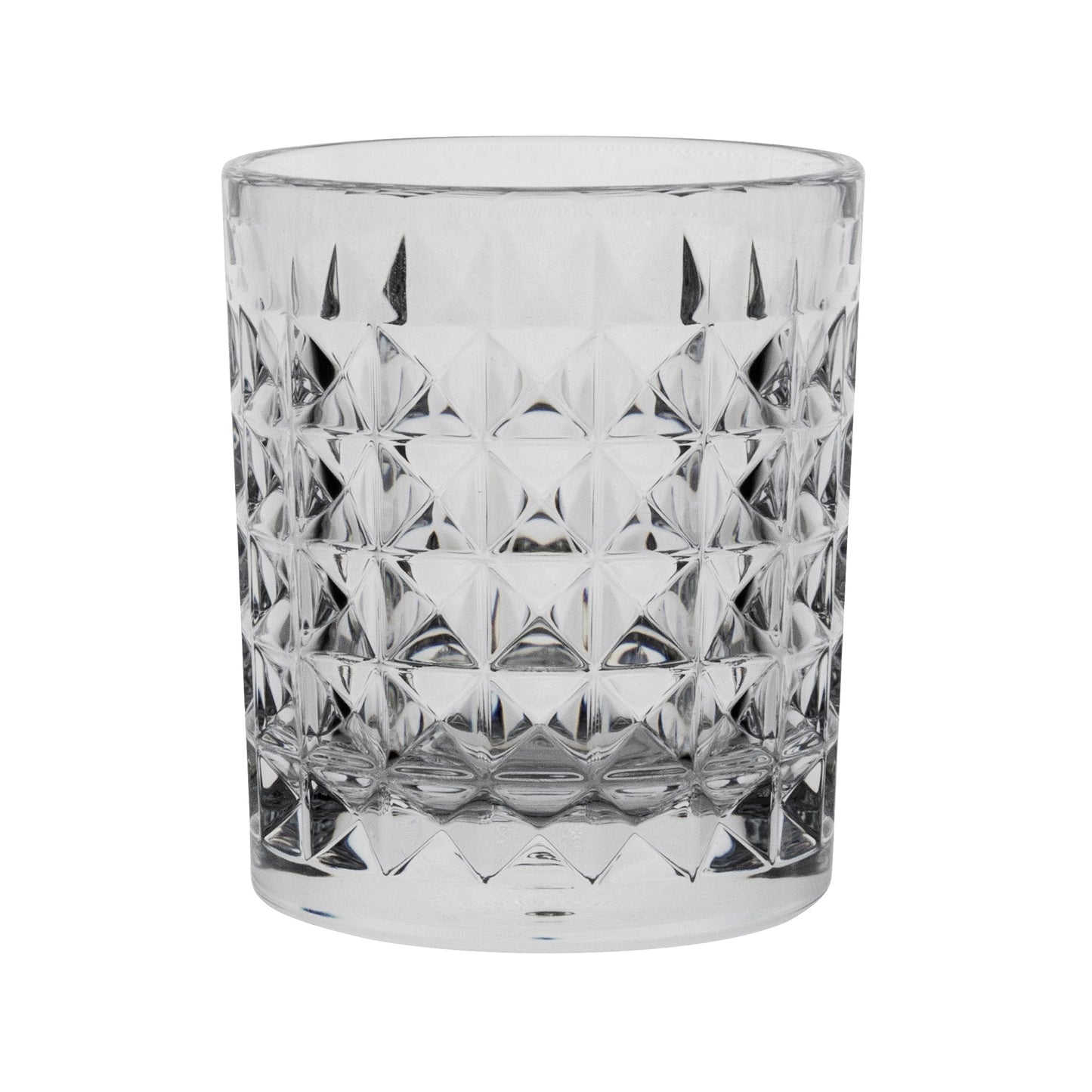Kristallglas mit geometrischem Muster.