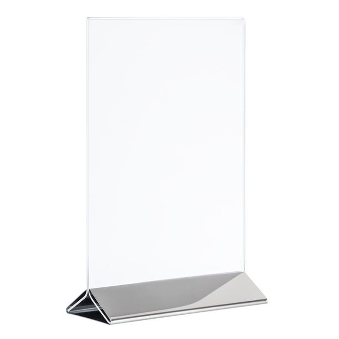 Transparenter Speisekartenhalter aus Acryl.