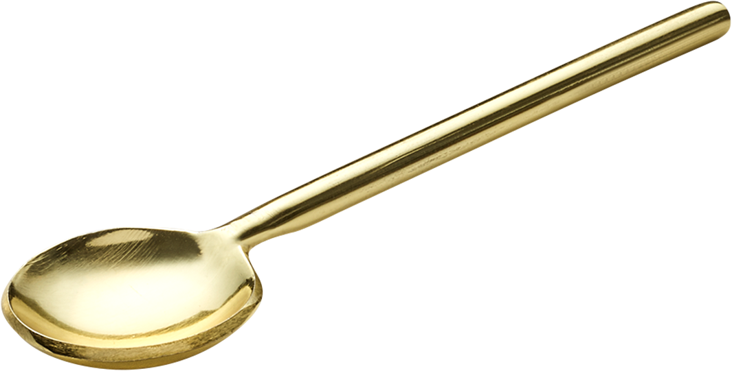 Goldener Löffel auf weißem Hintergrund.
