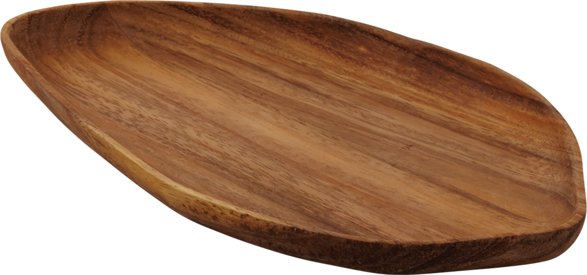 Holzteller in organischer Form.