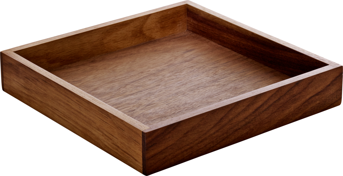 Holztablett in quadratischer Form.