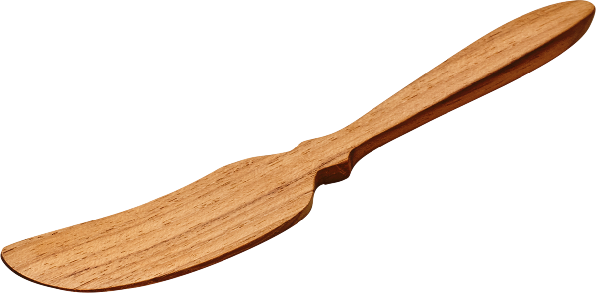 Holzbuttermesser auf weißem Hintergrund.