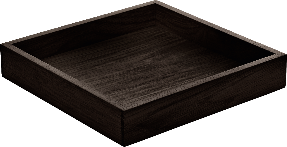 Holztablett in quadratischer Form.