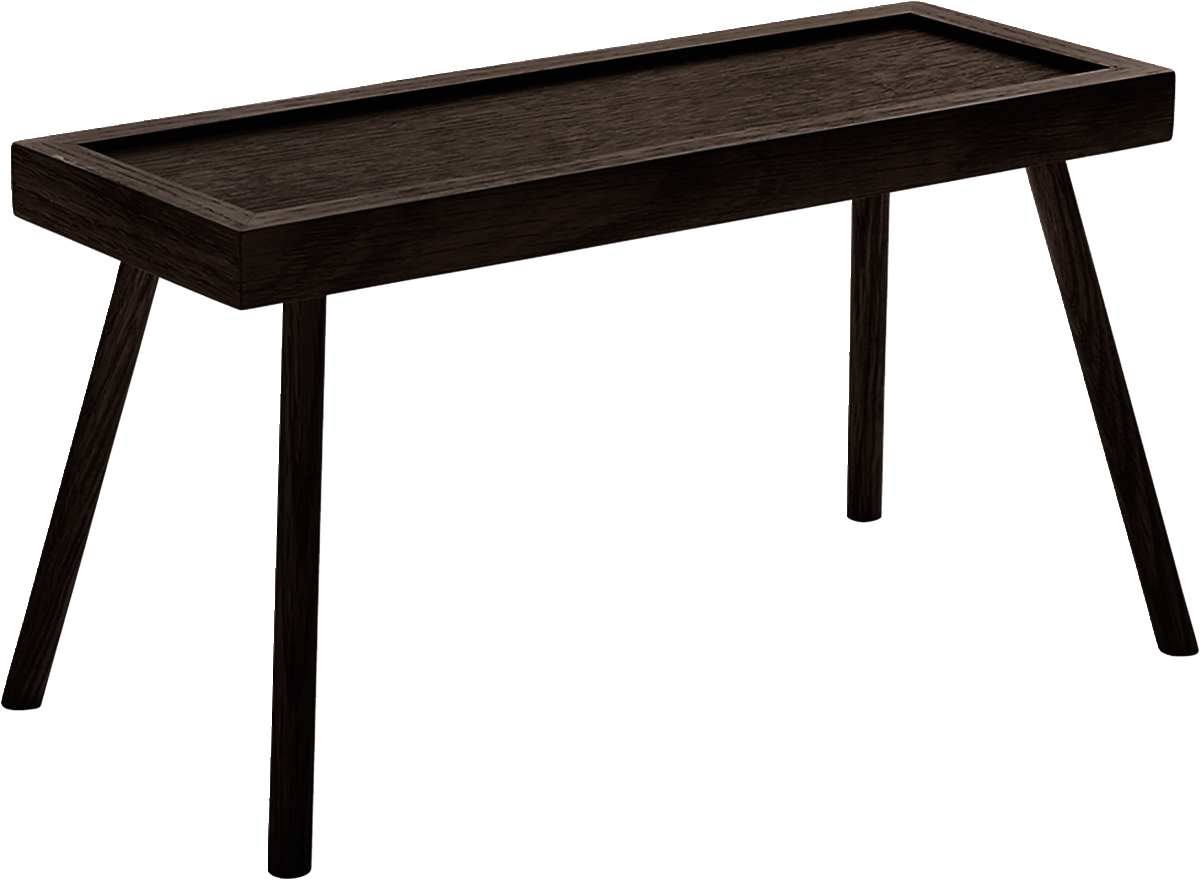 Schwarzer Tisch mit vier Beinen.