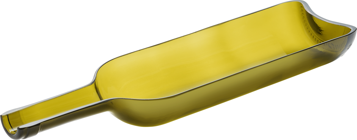 Gelbe Flasche in Schalenform