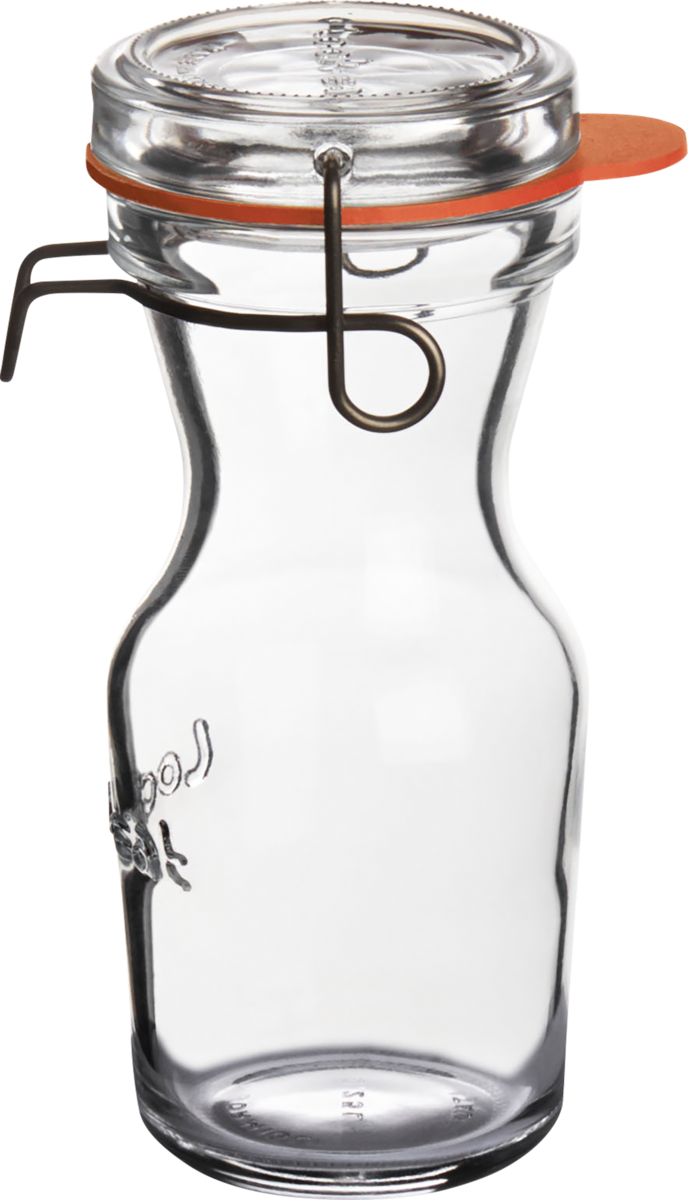 Glasflasche mit Bügelverschluss.