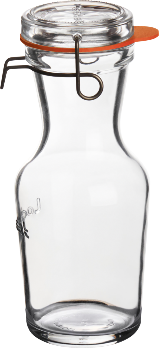 Glasflasche mit Bügelverschluss.
