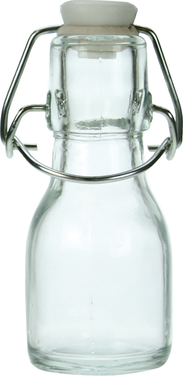Glasflasche mit Bügelverschluss.
