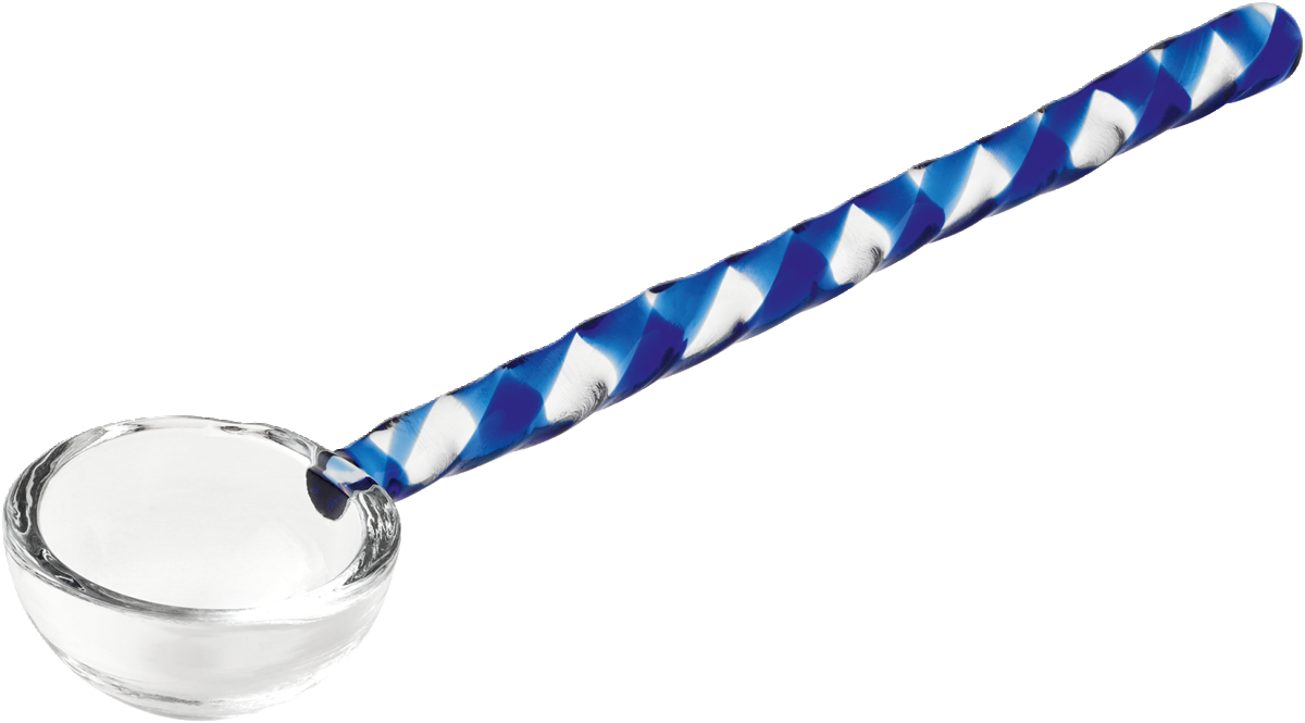 Löffel mit blauem Griffmuster