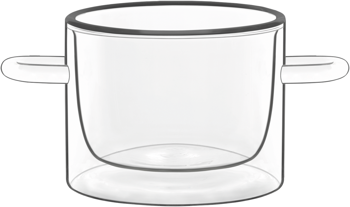 Doppelwandiges Glas mit Griffen.