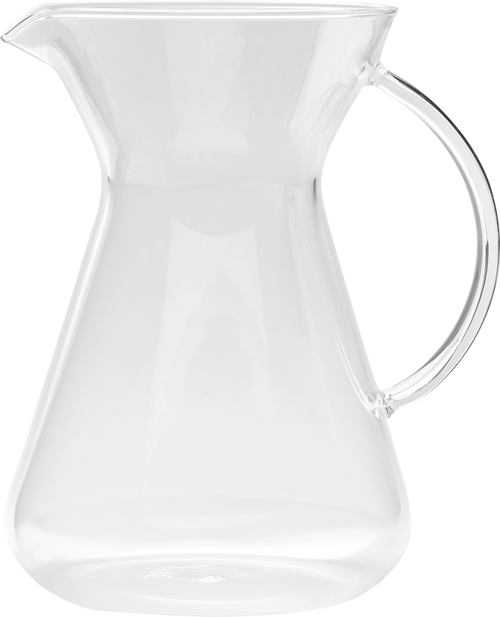 Transparenter Glaskrug mit Henkel.