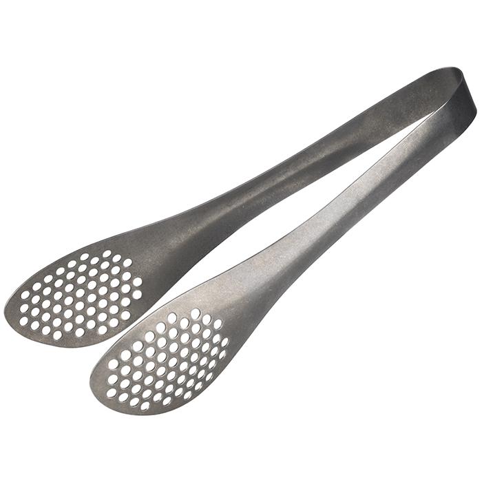 Metallzange mit Löchern, silber.