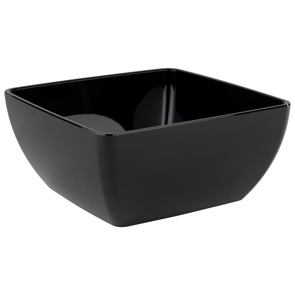 Schwarze, quadratische Schüssel aus Melamin.