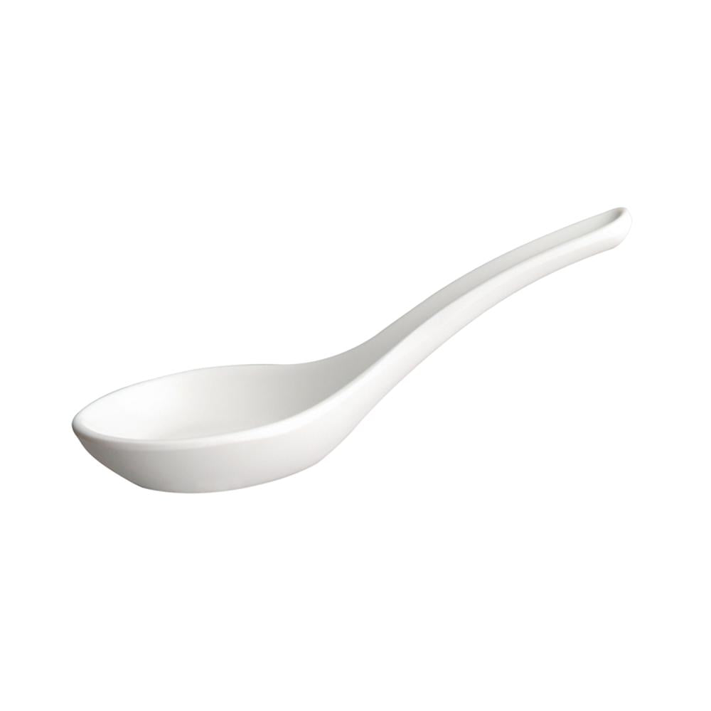 Weiße Porzellanlöffel für Gastronomie.