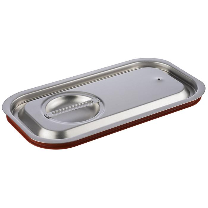 Edelstahl-Gastronorm-Deckel mit Dichtung.