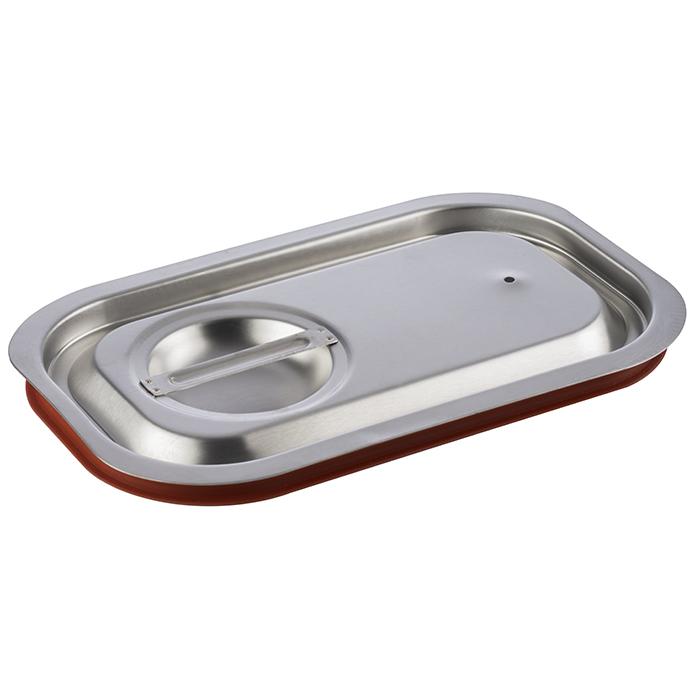 Edelstahl-Gastronormdeckel mit Silikonrand.