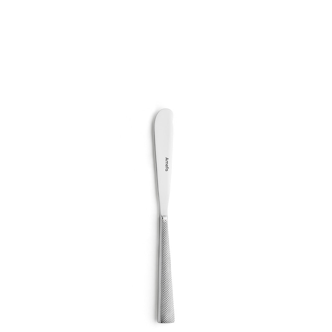Buttermesser mit strukturiertem Griff auf Weiß.