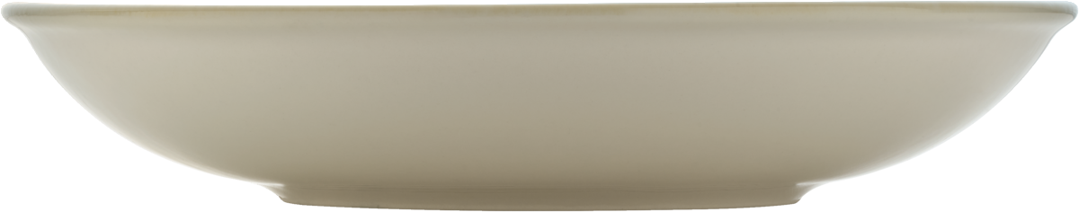 Beige tiefer Teller, Seitenansicht.