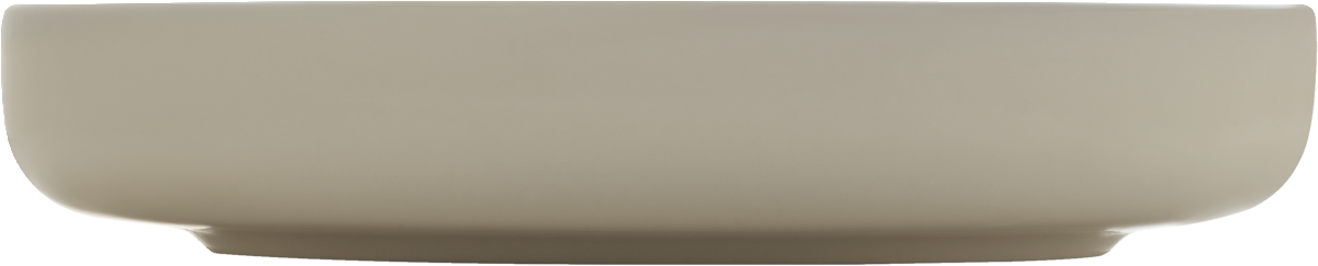 Tiefer Teller, beige, seitliche Ansicht.