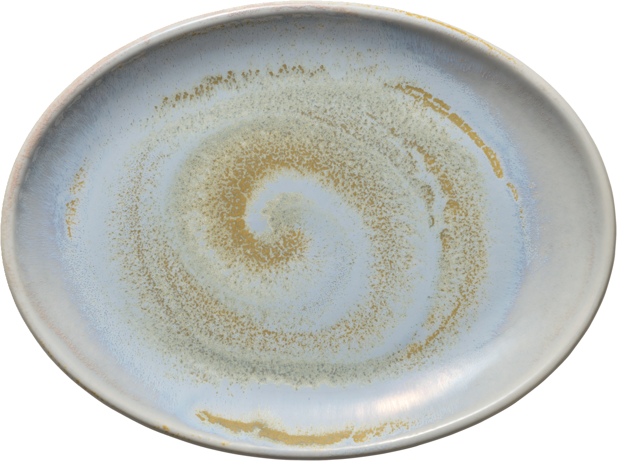 Ovaler Teller mit Spiraldesign.