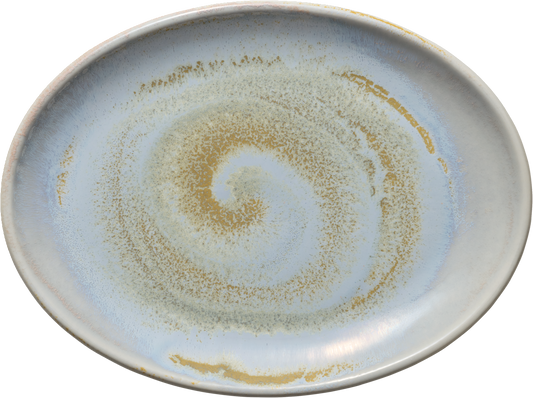 Ovaler Teller mit Spiraldesign.