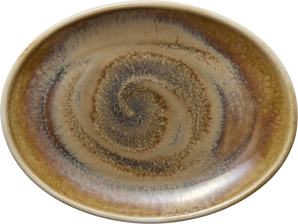 Ovaler Teller mit Spiraldesign.