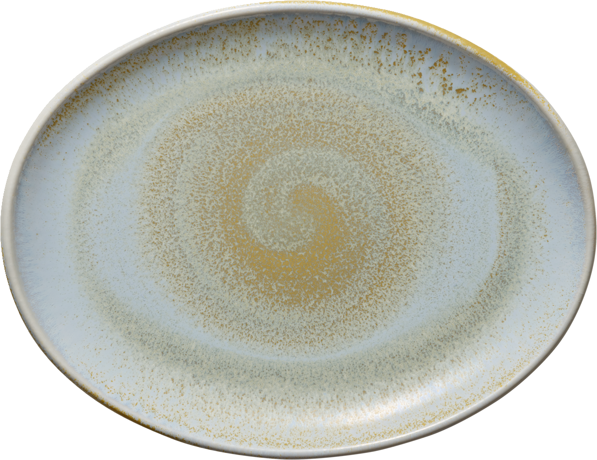 Ovaler Teller mit Spiraldesign.