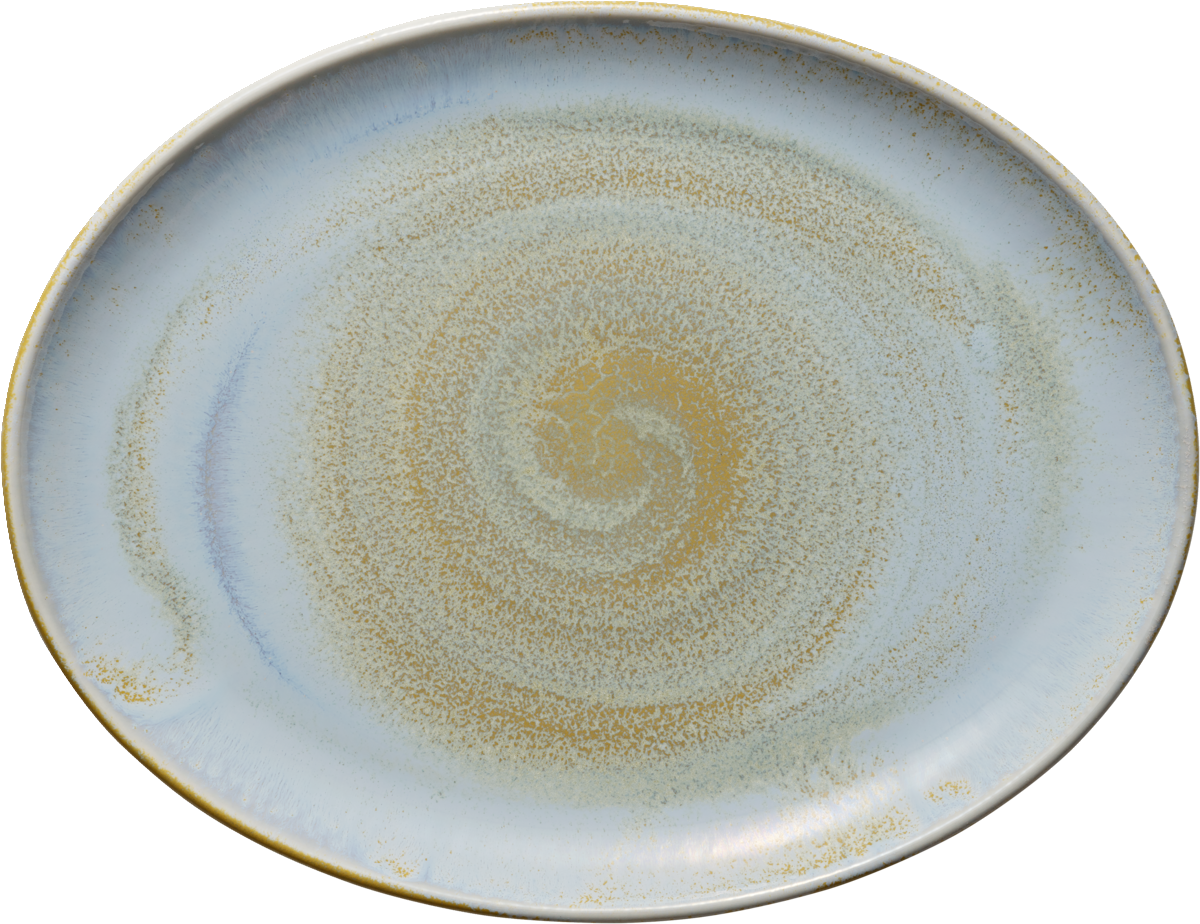 Ovaler Teller mit Spiraldesign.