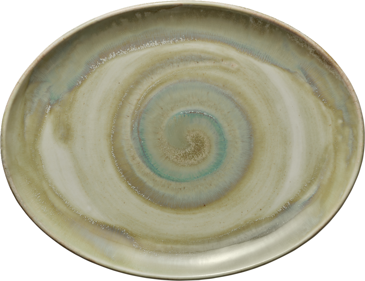Ovaler Teller mit Spiraldesign.