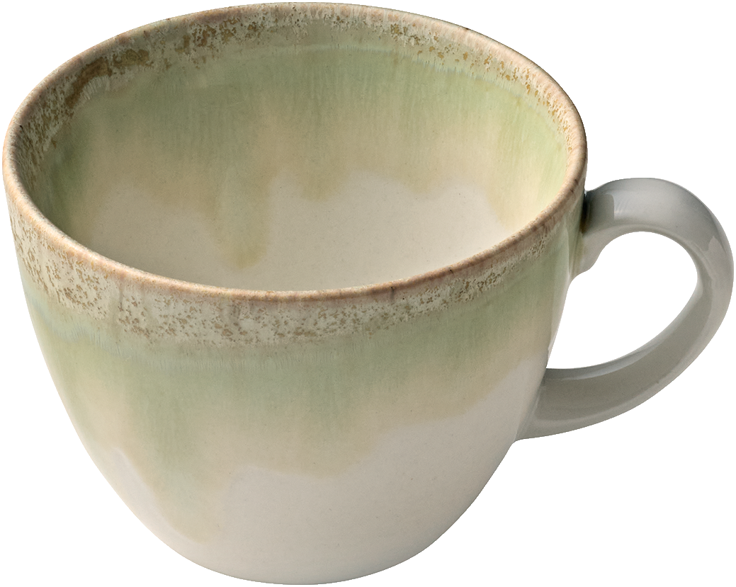 Grüne Tasse mit Henkel.