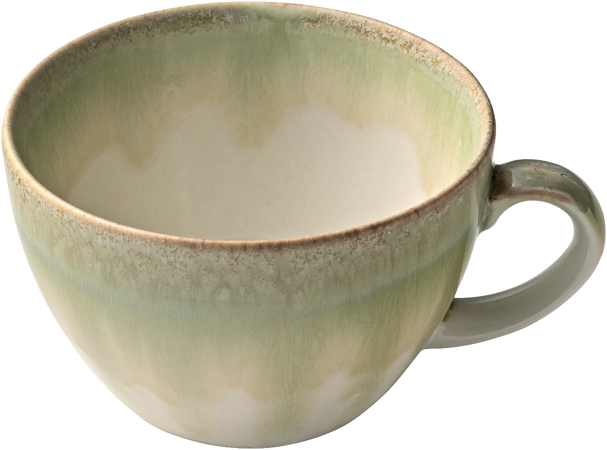 Grüne Tasse mit Henkel.