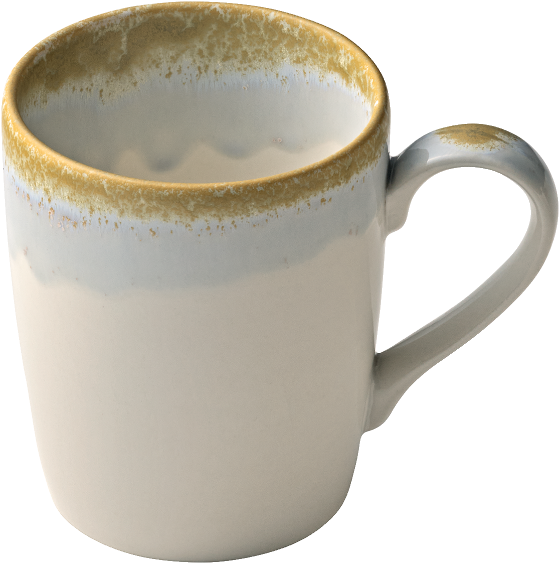 Keramiktasse mit Henkel, zweifarbig.