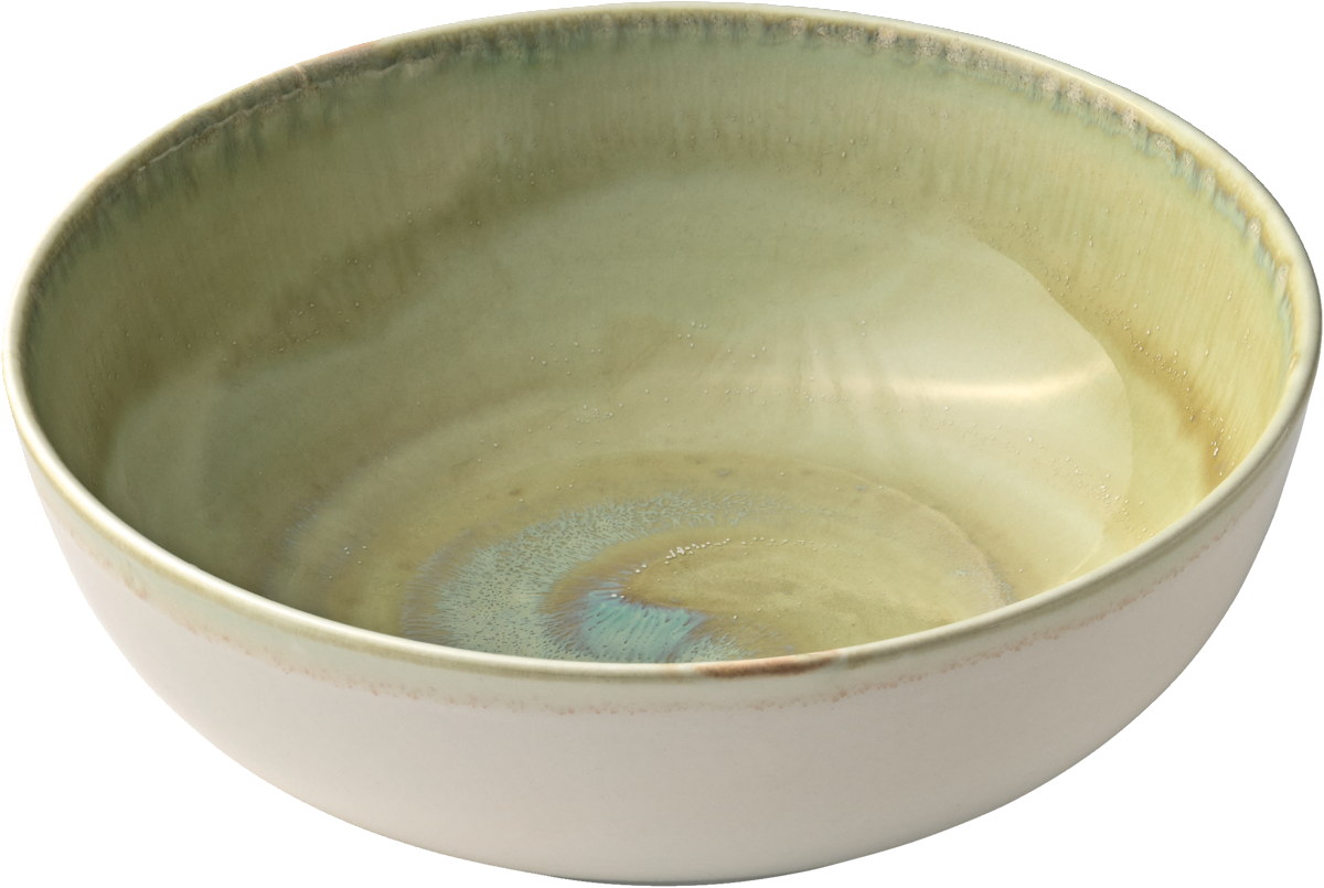 Grüne Keramikschale, 19 cm.