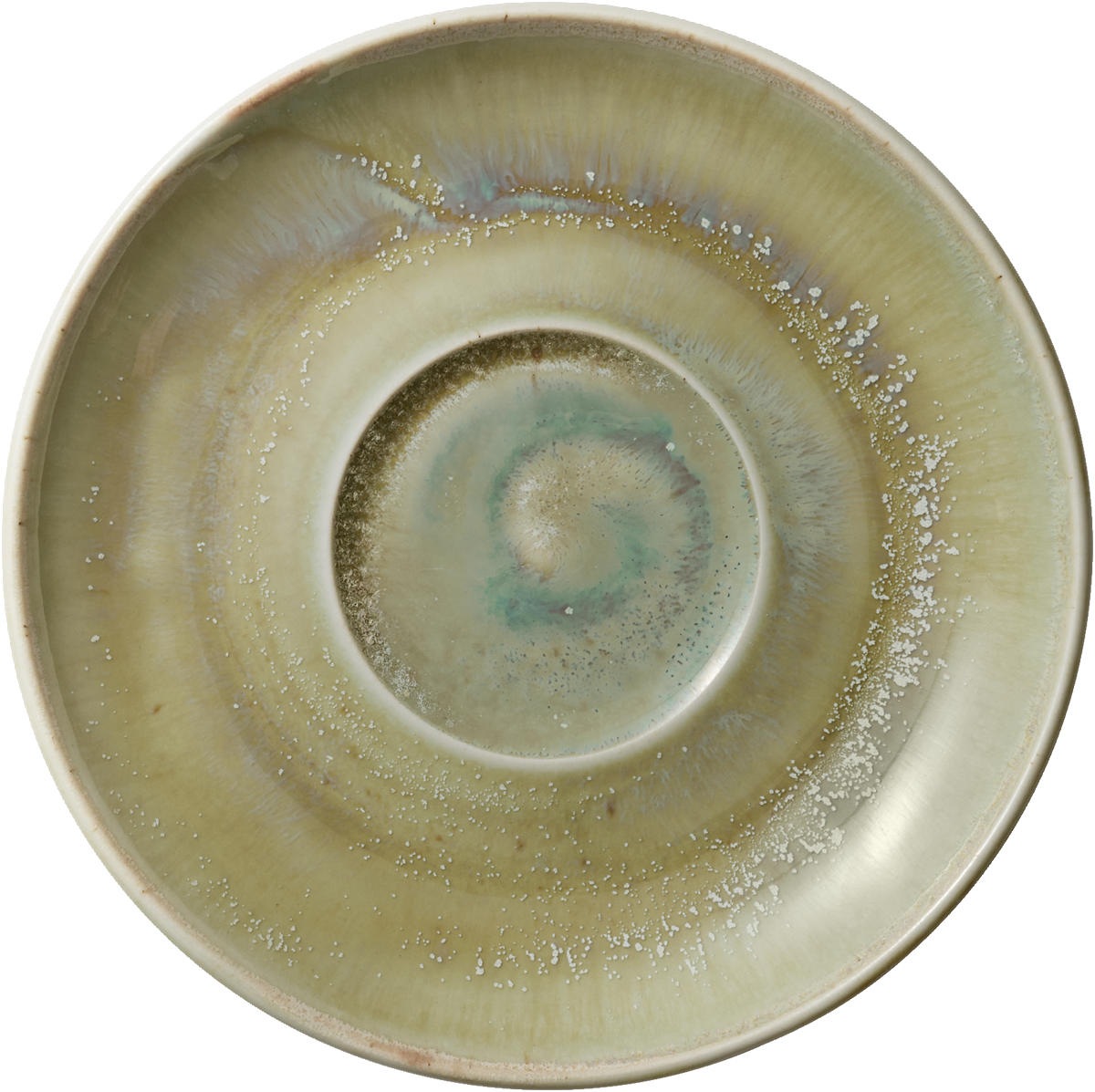 Grüner Unterteller mit Spiraldesign.