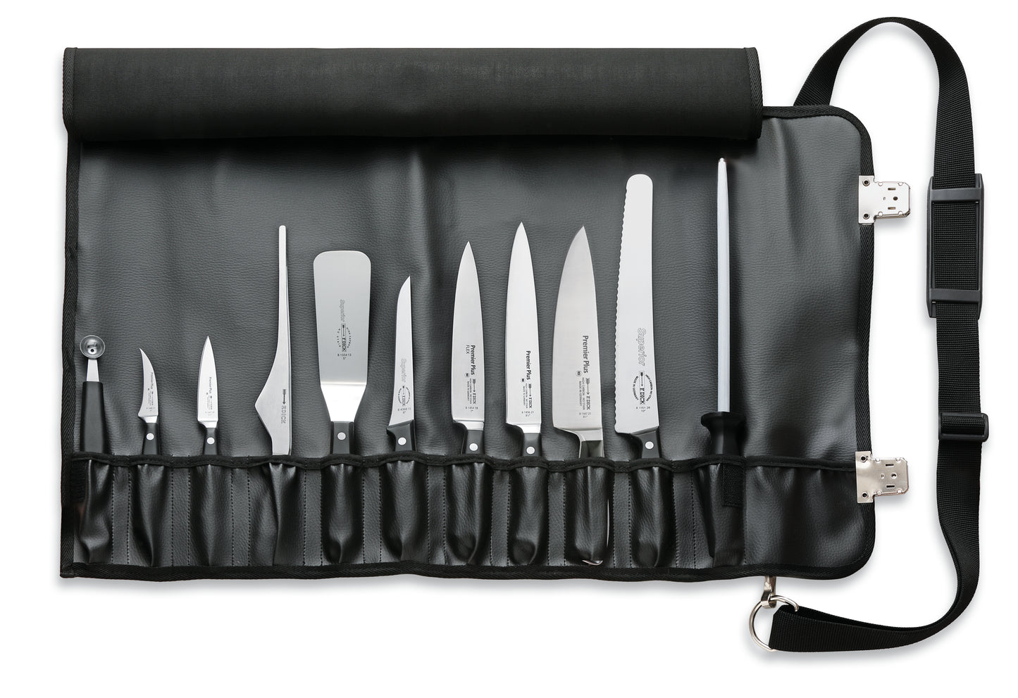 Messerset in schwarzer Tasche.