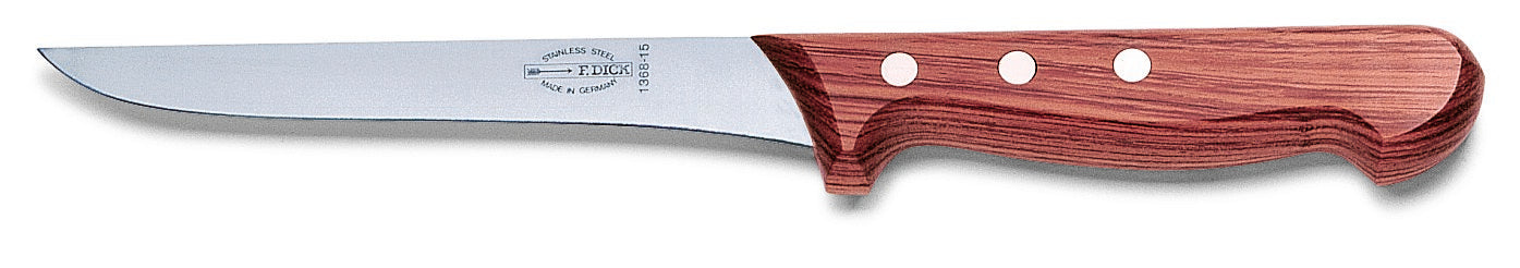 Rotes Messer mit Holzgriff.
