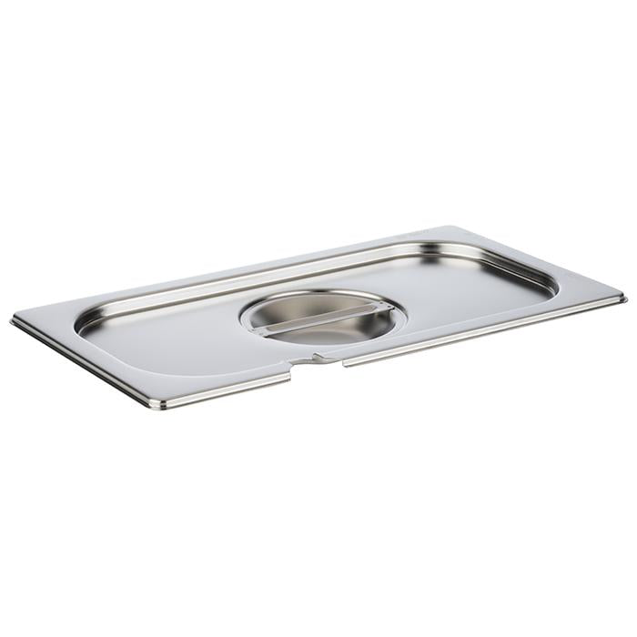 Edelstahl-Gastronorm-Deckel mit Aussparung.
