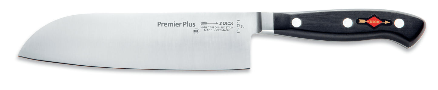 Kochmesser mit schwarzem Griff.