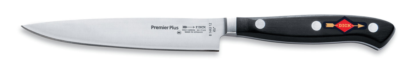 Kochmesser mit schwarzem Griff.
