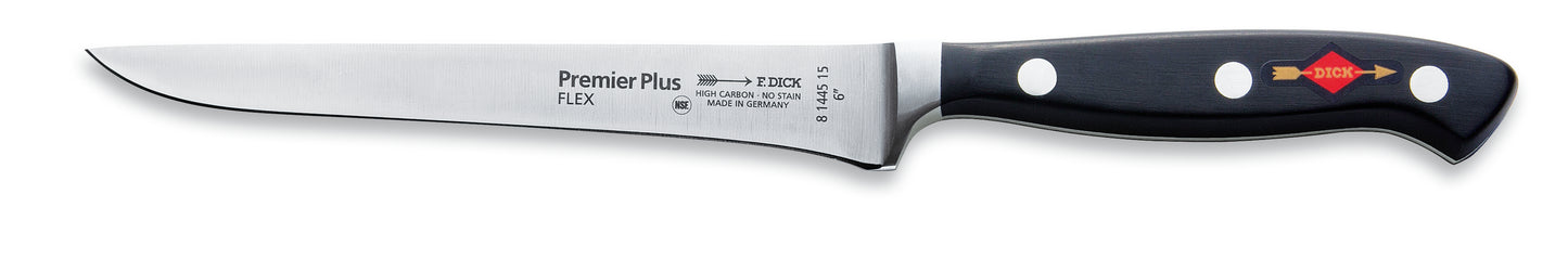 Flexibles Küchenmesser mit schwarzem Griff.