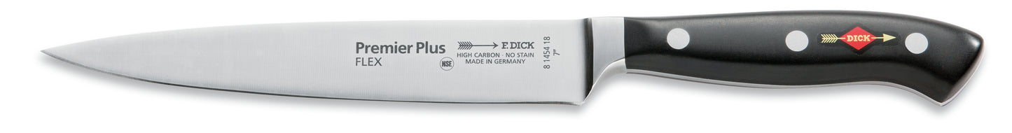 Kochmesser mit schwarzem Griff.