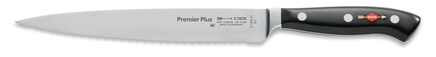 Kochmesser mit schwarzem Griff.