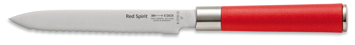 Rotes Messer mit Wellenschliff.