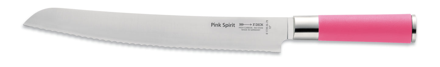 Brotmesser mit pinkem Griff.