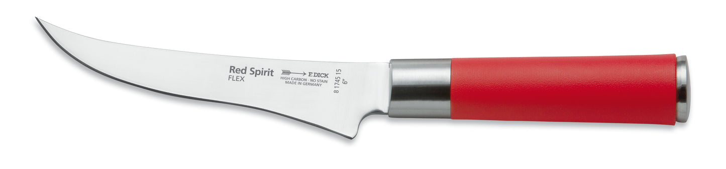 Rotes Messer mit gebogener Klinge.