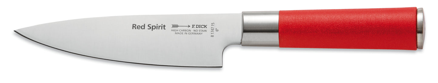 Rotes Küchenmesser mit Edelstahlklinge.