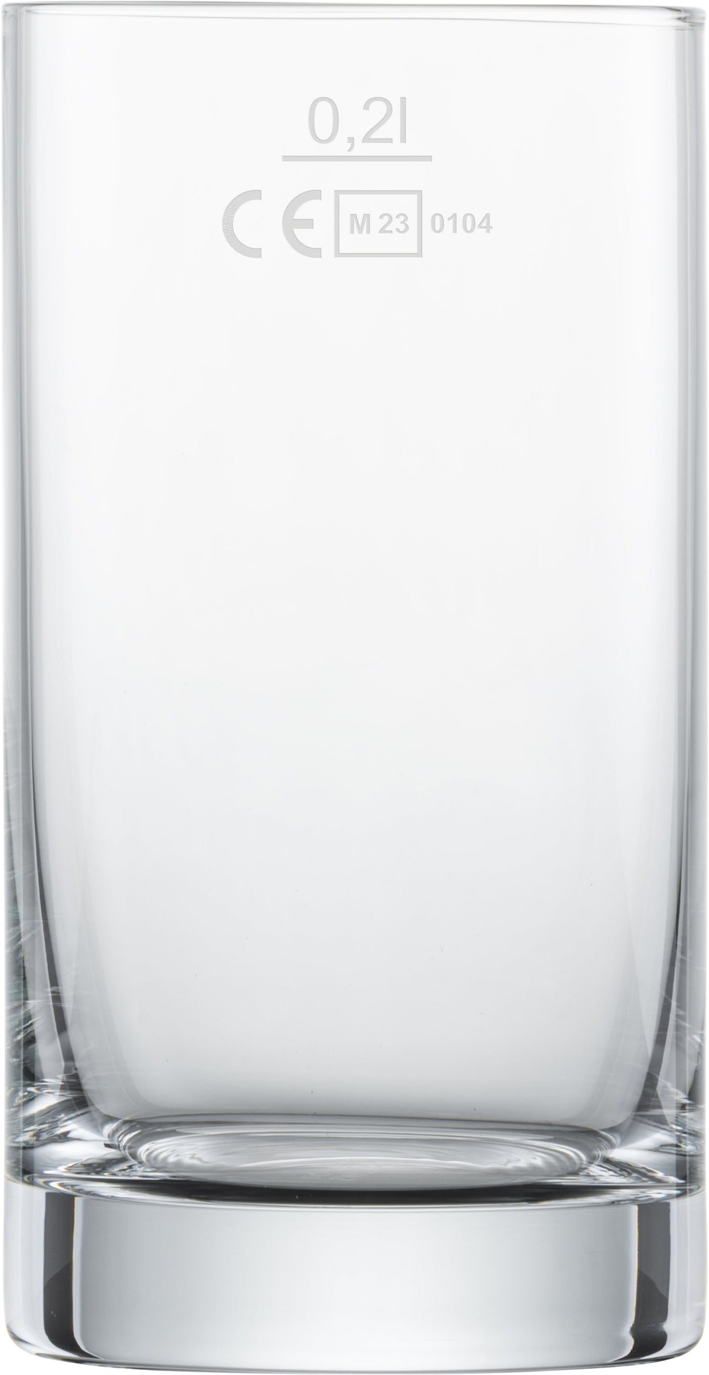 Leeres Glas mit Füllmarkierung.
