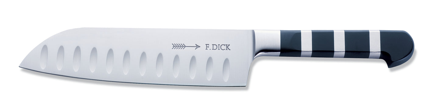 Kochmesser mit gestreiftem Griff.