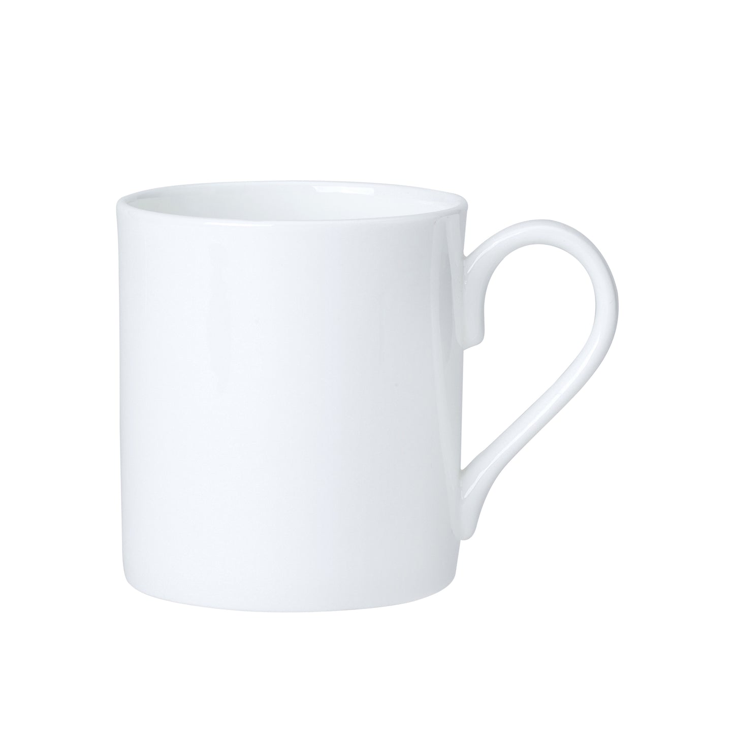 Weiße Tasse auf weißem Hintergrund.