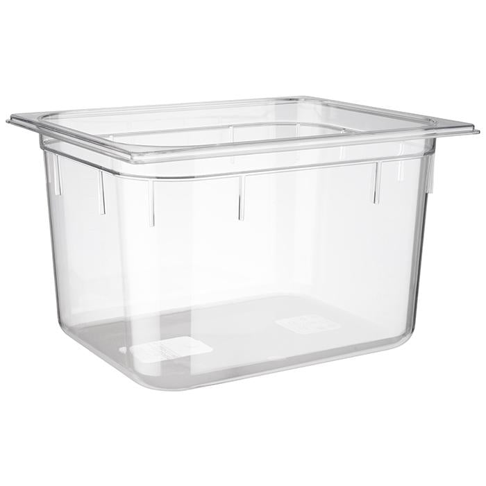 Transparente GN-Behälter aus Kunststoff.